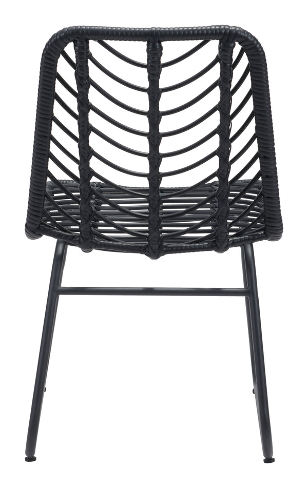 Zuo Modern Laporte Steel, Polyethylene Modern Commercial Grade Dining Chair Set - Set of 2 Black Steel, Polyethylene