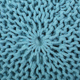 Nahunta Modern Knitted Cotton Round Pouf, Aqua Noble House