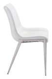 Zuo Modern Magnus 100% Polyurethane, Plywood, Stainless Steel Modern Commercial Grade Dining Chair Set - Set of 2 White, Silver 100% Polyurethane, Plywood, Stainless Steel