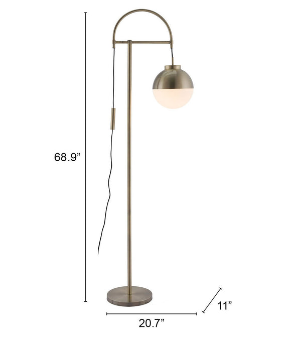 Zuo Modern Waterloo Steel, Glass Modern Commercial Grade Floor Lamp Bronze, White Steel, Glass