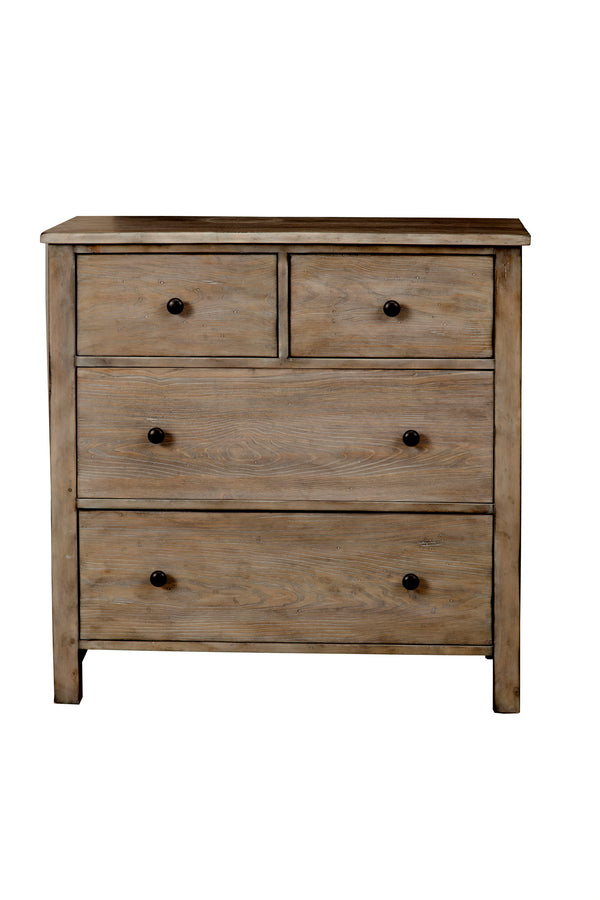 Classic 4 Drawer Chest in Natural Gray - Elegant Pine Antique Style with Felt Lined Drawers