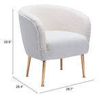 Zuo Modern Sherpa 100% Polyester, Plywood, Steel Modern Commercial Grade Accent Chair Beige, Gold 100% Polyester, Plywood, Steel