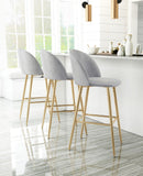 Zuo Modern Cozy 100% Polyester, Plywood, Steel Modern Commercial Grade Barstool Gray, Gold 100% Polyester, Plywood, Steel