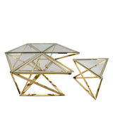 Sagebrook Home Glam Metal Hexagon Coffee Table, Gold 15436-02 Gold Metal