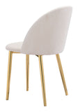 Zuo Modern Cozy 100% Polyester, Plywood, Steel Modern Commercial Grade Dining Chair Set - Set of 2 Cream, Gold 100% Polyester, Plywood, Steel