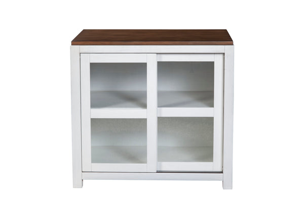 Alpine Furniture Donham Small Display Cabinet 3737-34 Mystic Brown & White Pine Solids & Veneer 34 x 19 x 32.5