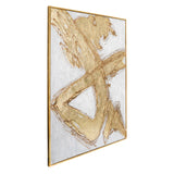 Sagebrook Home Contemporary 74x50  Handpainted Oil Canvas Abstract, Gold/aqua 70129 Gold Polyester Canvas