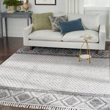 Nourison Nicole Curtis Series 3 SR303 Bohemian Handmade Hand Woven Indoor only Area Rug Grey/Ivory 8' x 10'6" 99446882844