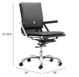 Zuo Modern Lider 100% Polyurethane, Steel, Aluminum Alloy Modern Commercial Grade Office Chair Black, Silver 100% Polyurethane, Steel, Aluminum Alloy