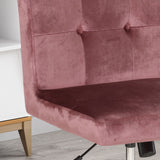 Centennial Glam Tufted Home Office Chair with Swivel Base, Blush and Rose Gold Finish Noble House
