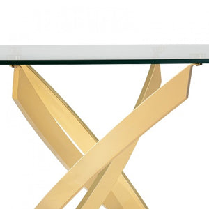 VIG Furniture Modrest Pyrite Modern Glass and Gold Console Table VGEW-F7033AD-G VGEW-F7033AD-G
