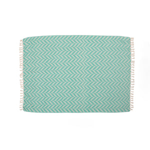 Bervy Hand-Loomed Throw Blanket, Teal and Natural Noble House
