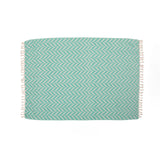 Bervy Hand-Loomed Throw Blanket, Teal and Natural