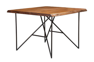 Alpine Furniture Live Edge Solid Wood Pub Table w/Metal Legs, Light Walnut 1968-48 Light Walnut Solid Acacia Wood with Metal Legs 48 x 48 x 36