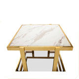 Sagebrook Home Glam Metal/marble Glass Side Table, Gold/white Kd 15439 Gold Metal