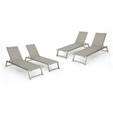 Myers Outdoor Mesh Chaise Lounge with Finished Aluminum Frame - Set of 4