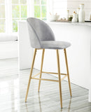 Zuo Modern Cozy 100% Polyester, Plywood, Steel Modern Commercial Grade Barstool Gray, Gold 100% Polyester, Plywood, Steel