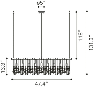 Zuo Modern Shooting Steel, Glass Modern Commercial Grade Ceiling Lamp Chrome, Clear Steel, Glass