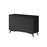 Alpine Furniture Flynn Mid Century Modern 7 Drawer Dresser, Black 966BLK-03 Black Mahogany Solids & Okoume Veneer 56 x 19 x 36.5