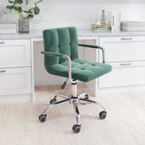 Zuo Modern Kerry 100% Polyester, Plywood, Steel Modern Office Chair Green, Chrome 100% Polyester, Plywood, Steel