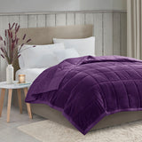 Madison Park Coleman Casual 100% Polyester Reversible Plush to Microfiber DA Blanket Purple King:108x90" MP51-7657
