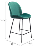 Zuo Modern Miles 100% Polyester, Plywood, Steel Modern Commercial Grade Counter Stool Green, Black 100% Polyester, Plywood, Steel