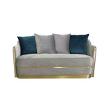 Divani Casa Ardine Modern Grey Velvet & Gold Loveseat Sofa