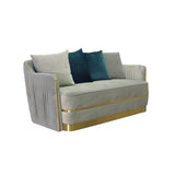 VIG Furniture Divani Casa Ardine Modern Grey Velvet & Gold Loveseat Sofa VGHKF3062-40-GRY
