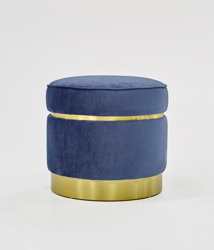 VIG Furniture Divani Casa Tenaya Modern Blue Velvet & Gold Ottoman VGHKF3071-10-BLU