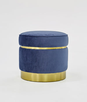 VIG Furniture Divani Casa Tenaya Modern Blue Velvet & Gold Ottoman VGHKF3071-10-BLU