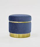 VIG Furniture Divani Casa Tenaya Modern Blue Velvet & Gold Ottoman VGHKF3071-10-BLU