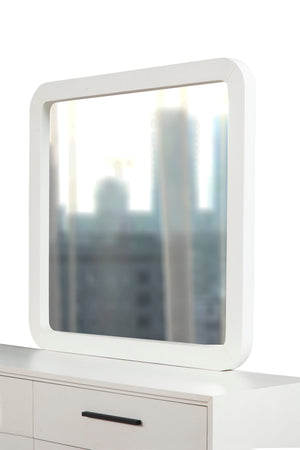 Nova Mirror in Elegant Chalk White – Fully Assembled Mahogany Design, Attaches to Dresser