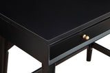 Alpine Furniture Flynn Mini Desk, Black 966BLK-65 Black Mahogany Solids & Okoume Veneer 36 x 20 x 31