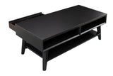 Alpine Furniture Flynn Coffee Table, Black 966BLK-61 Black Mahogany Solids & Okoume Veneer 48 x 22 x 17.5