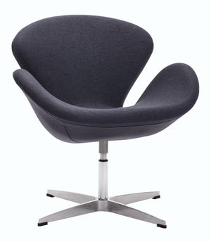 Zuo Modern Pori 100% Polyester, Steel Modern Commercial Grade Occasional Chair Gray, Silver 100% Polyester, Steel