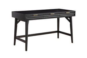 Black Pearl Large Desk - Elegant Mahogany with Textured Drawers, Gold Hardware, and Smooth Glides