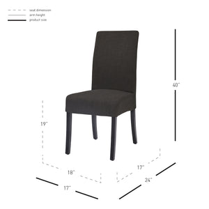 Valencia Fabric Chair Set of 2 - Elegant Parsons Design for Dining Room or Living Space Decor