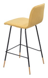 Zuo Modern Var 100% Polyester, Plywood, Steel Modern Commercial Grade Counter Stool Yellow, Black, Gold 100% Polyester, Plywood, Steel