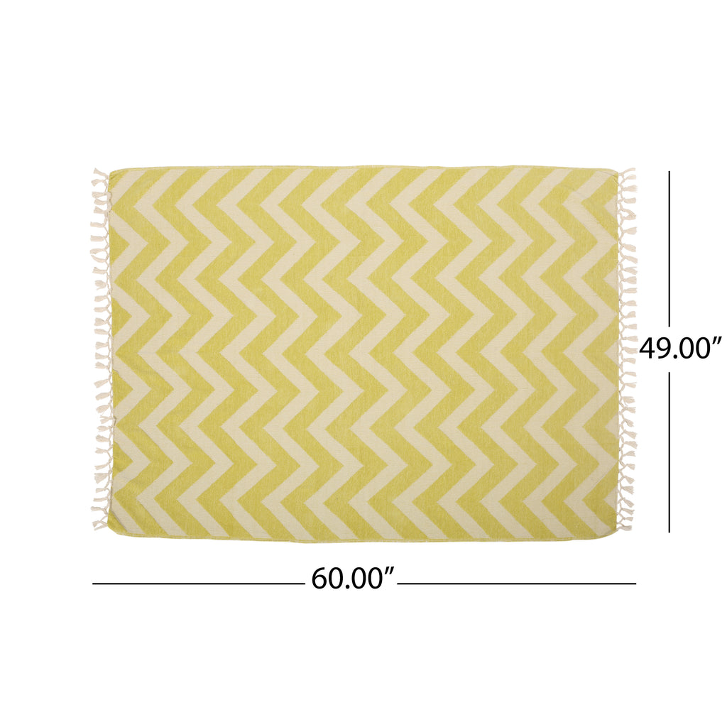 Bemiss Hand-Loomed Throw Blanket, Yellow and Natural Noble House