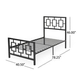 Claudia Modern Iron Twin Bed Frame, Flat Black Noble House