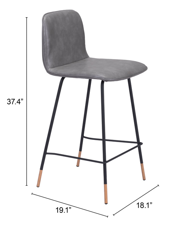 Zuo Modern Var 100% Polyurethane, Plywood, Steel Modern Commercial Grade Counter Stool Gray, Black, Gold 100% Polyurethane, Plywood, Steel
