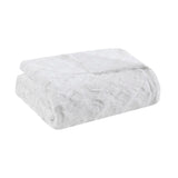 Zuri Glam/Luxury 100% Polyester Solid Brushed Long Fur Throw in White