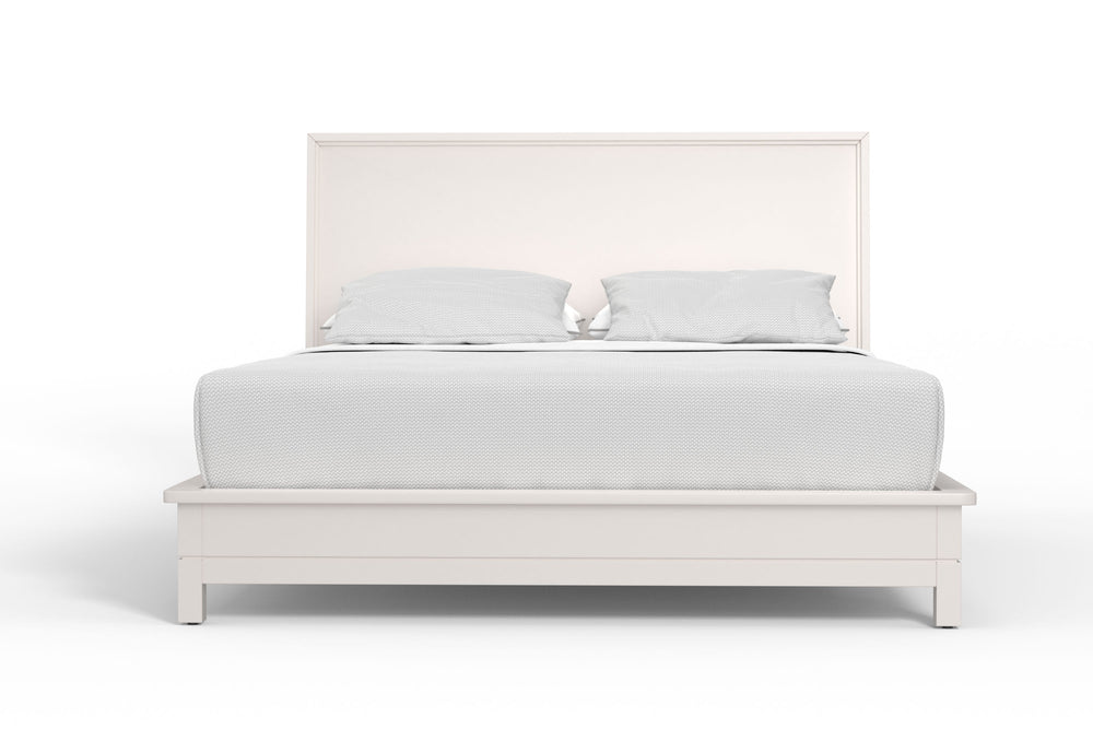 Nova Queen Platform Bed in Pure Chalk White - Stylish Mahogany Design, No Box Spring Needed!