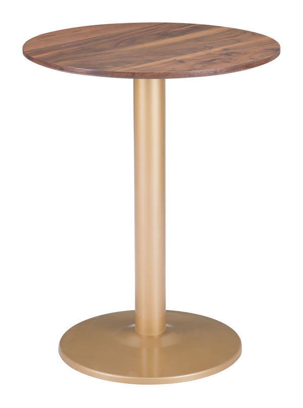 Zuo Modern Alto MDF, Steel Modern Commercial Grade Bistro Table Brown, Gold MDF, Steel