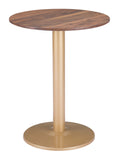 Zuo Modern Alto MDF, Steel Modern Commercial Grade Bistro Table Brown, Gold MDF, Steel