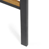 Brampton Modern Industrial Acacia Wood Barstool, Teak and Black Noble House