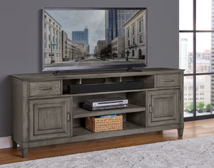 Newport 74" Stone Finish TV Console - Handcrafted with Elegant Design & Smart Storage Solutions