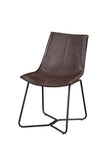 Alpine Furniture Live Edge Set of 2 Bonded Leather Side Chairs, Dark Brown 1968-03 Dark Brown Bonded Leather with Metal Legs 25 x 19.5 x 33.5