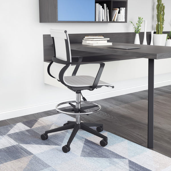 Zuo Modern Stacy 100% Polyurethane, Steel, Nylon Modern Commercial Grade Office Chair White, Black, Chrome 100% Polyurethane, Steel, Nylon