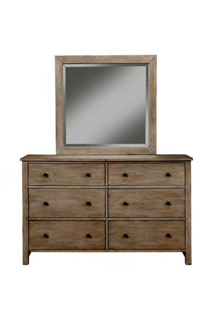 Classic Mirror: Antique-Style Beveled Glass with Weathered Gray Finish, Perfect for Any Bedroom Décor